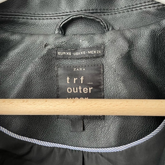 Zara TRF Faux Leather Cropped Moto Jacket Size xSmall - Picture 7 of 12